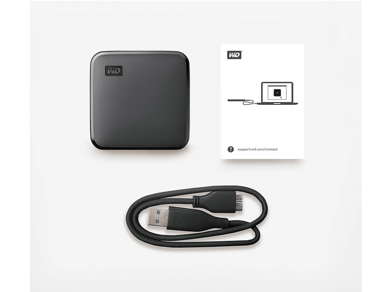 Disco duro SSD externo 2 TB - WD Elements SE SSD, Portátil, Lectura 400 MB/s, USB 3.0, Para Windows y Mac, Negro