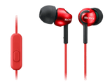 Auriculares botón - Sony MDR-EX110APR, Micrófono, 103 dB, Rojo