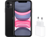 APPLE iPhone 11, Negro, 128 GB, 6.1, iOS + Adaptador de corriente, USB-C de 20 W