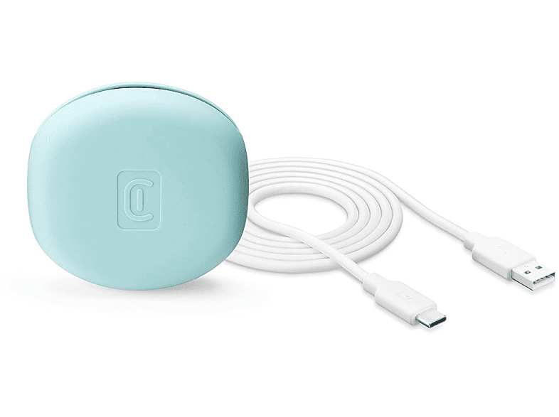 Cable USB - CellularLine USBDATABAGTYCB, Portacable, USB  a USB -C, 100 cm de cable, Universal, Blanco y Azul