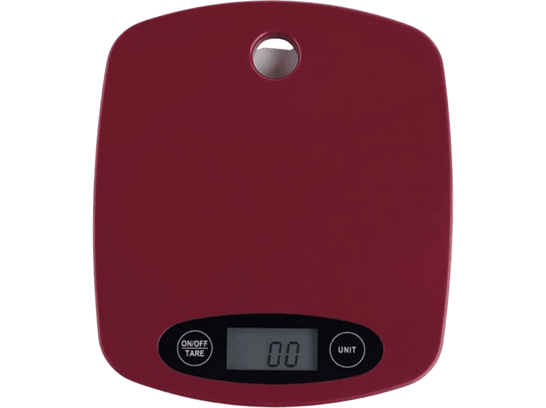 Balanza de cocina - Jata Hogar HBAL1203, LCD, Apagado automático, Capacidad máxima 5 kg, Rojo