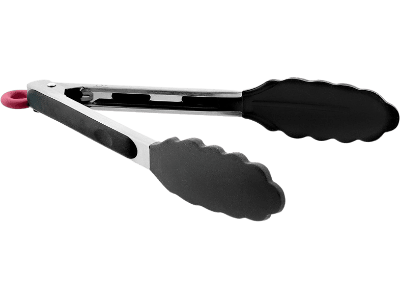 Pinzas de cocina - Jata AC35, Acero inoxidable/ Silicona, Resistente 240º C, Negro
