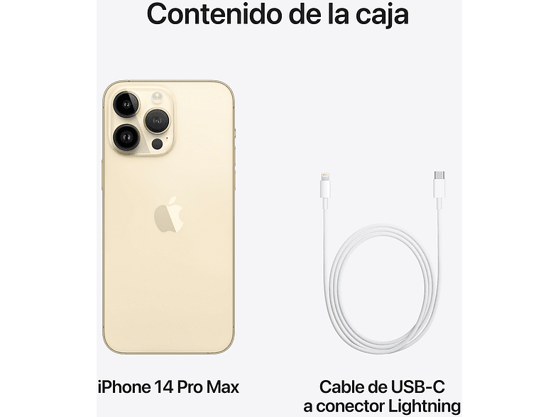 Apple iPhone 14 Pro Max, Oro, 128 GB, 5G, 6.7 Pantalla Super Retina XDR, Chip A16 Bionic, iOS
