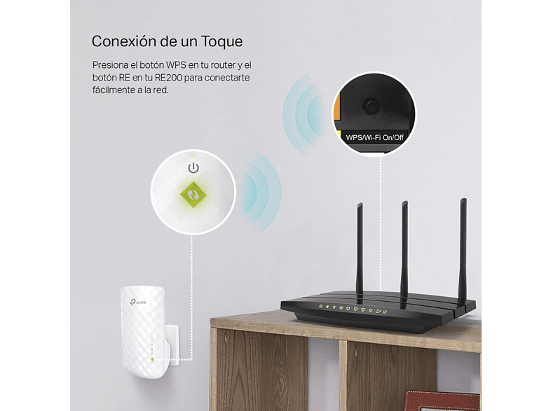 Repetidor WiFi - TP LINK AC750, 750 Mbps, Indicadores LEDs, Blanco