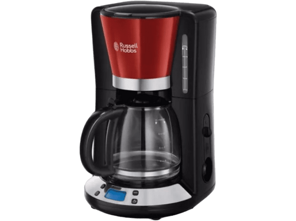 Cafetera de goteo - Russell Hobbs Colours Plus 24031-56, 1100 W, 1.25 l, Función Pause and Pour, Negro/Rojo