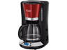 Cafetera de goteo - Russell Hobbs Colours Plus 24031-56, 1100 W, 1.25 l, Función Pause and Pour, Negro/Rojo