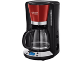 Cafetera de goteo - Russell Hobbs Colours Plus 24031-56, 1100 W, 1.25 l, Función Pause and Pour, Negro/Rojo