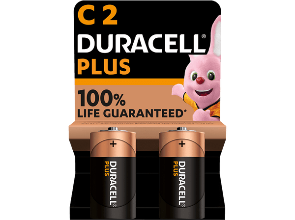 Pilas C - Duracell Plus C, 2 unidades, 1.5 V LR14 MN1400, Negro