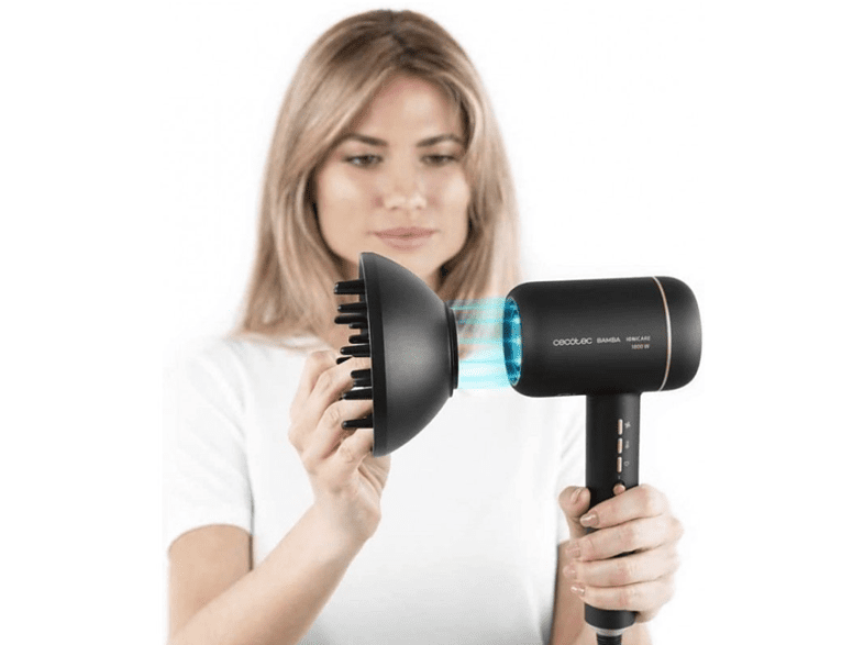 Secador - Cecotec Bamba IoniCare 6000 RockStar Fire, 1800 W, 3 Velocidades, 6 Niveles de temperatura, Negro