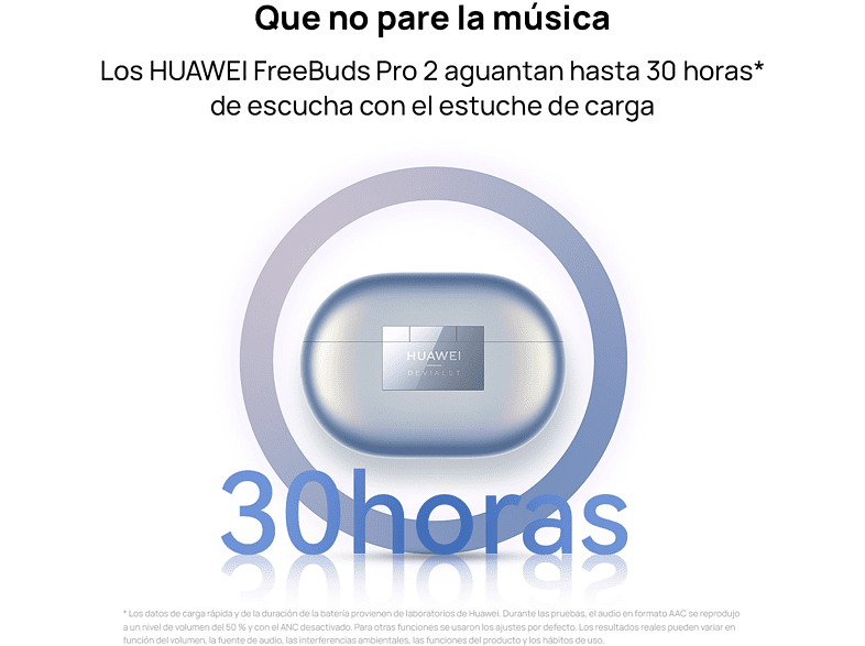 Auriculares True wirless - Huawei FreeBuds Pro 2, De botón, Cancelación de ruido inteligente, + Estuche de carga, Plata