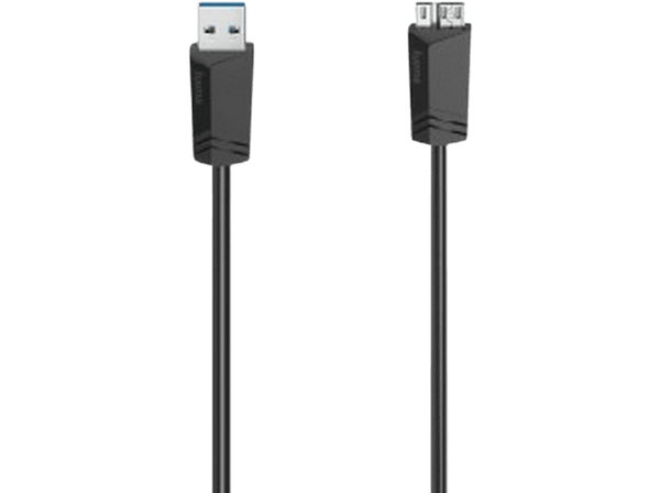 Cable USB - Hama 00200626, De MicroUSB a USB-A, 0.75 m, USB 3.0, Negro