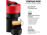 Cafetera de cápsulas - Nespresso® Krups Vertuo Pop XN920510, 1500 W, 0.56 L, Tecnología Centrifusion, Wi-Fi, Spicy Red