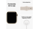 Apple Watch S8 (2022), GPS+CELL, 41 mm,  Caja de acero inoxidable, Vidrio delantero Ion-X, Correa deportiva oro