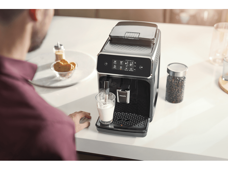 Cafetera superautomática - Philips EP3221/40, Presión 15 bar, 1500 W, 1.8 L, 12 tazas máximo, Negro