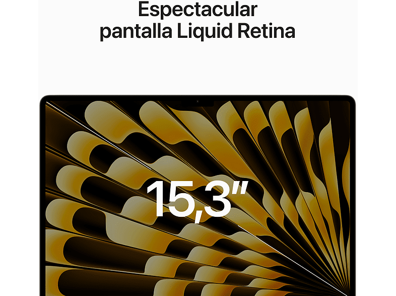 APPLE MacBook Air (2023), 15.3 Retina, Chip M2 de Apple, 8 GB, 256 GB SSD, MacOS, Teclado Magic Keyboard Touch ID, Blanco estrella