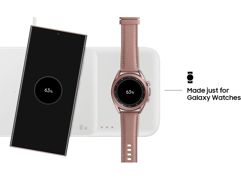 Cargador inalámbrico - Samsung Wireless Charger Trio, Para dispositivos Samsung/ Apple, USB-C, Blanco