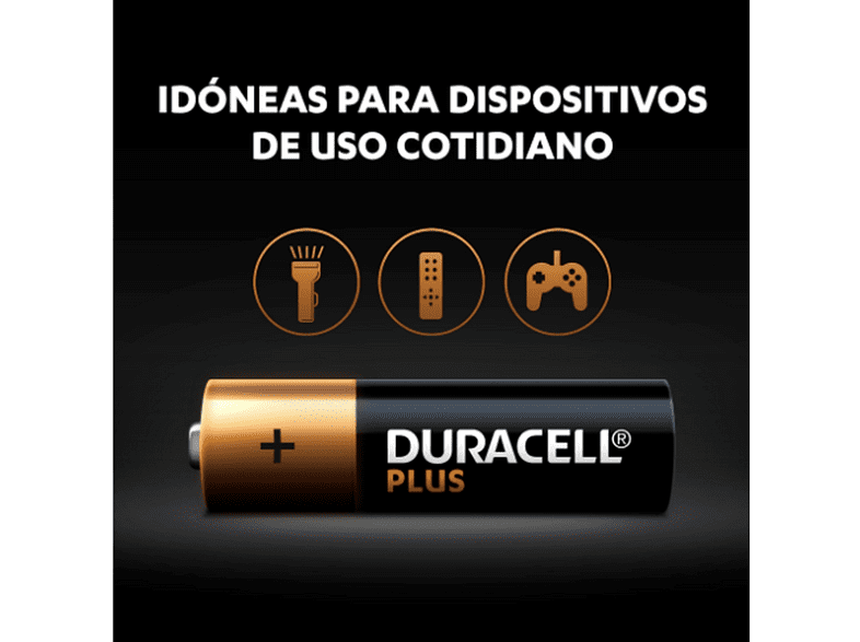 Pilas AA - Duracell PLUS MX1500 AA LR06 / LR6, Pilas alcalinas 1.5 V,  Paquete 12 unidades, Negro