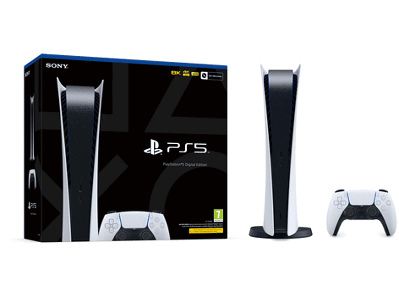 Consola - Sony PS5 Digital Edition C Chassis, 825 GB, 4K, Blanco y Negro