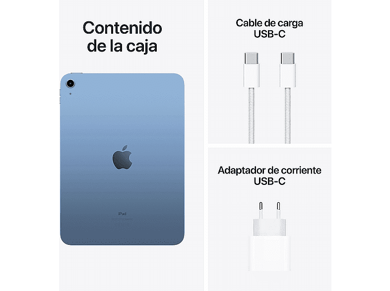 Apple iPad (2022 10ª gen), 64 GB, Azul, WiFi+CELL, 10.9, Retina, Chip A14 Bionic, iPadOS 16