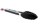 Pinzas de cocina - Jata AC35, Acero inoxidable/ Silicona, Resistente 240º C, Negro