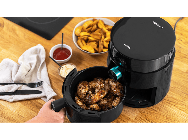 Freidora de aire - Cecotec Cecofry Essential Rapid MoonTouch, 1200W, 2.5 l, 80-200°C, Compacta, Pantalla Digital, Control Táctil, Negro