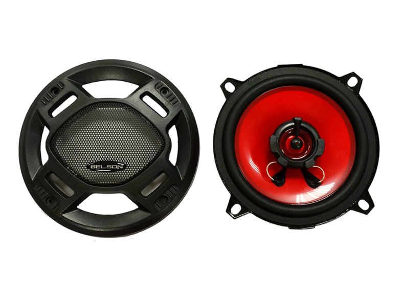 Altavoces coche - Belson BSS-525FB, 13 cm, 2 vías, 100W, Negro y rojo
