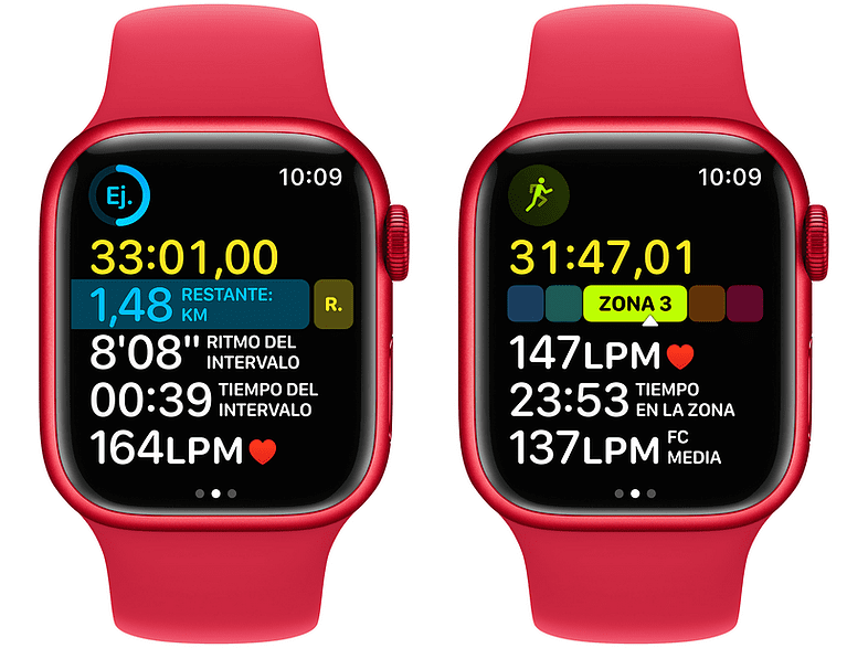 Apple Watch S8 (2022), GPS, 41 mm, Caja de aluminio, Vidrio delantero Ion-X, Correa deportiva PRODUCT(RED)