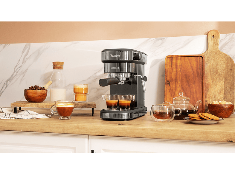 Cafetera express - Cecotec Cafelizzia 890 Dark, 1350W, Calentamiento rápido, 20 bar, 1.2 L, 2 tazas, Negro