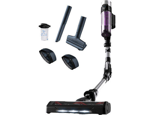 Aspirador escoba - Rowenta RH2039WO X-Force Flex 9.60 Allergy, 200 W, 0.4 L, 45 min, Tecnol. Ciclónica, 3 modos, Multisuperficie, Ultraligera, Púrpura