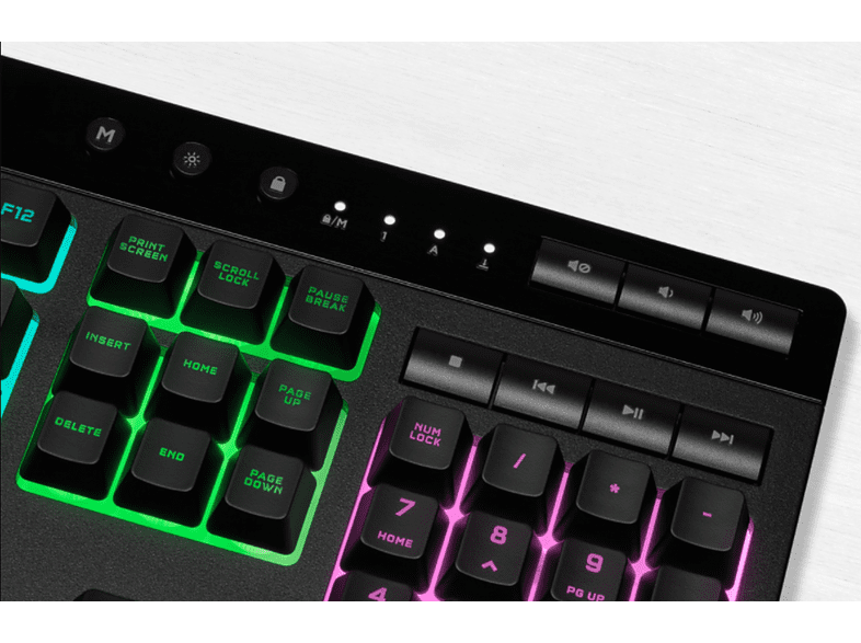 Pack Teclado + Ratón - Corsair K55 , QWERTY, USB, Retroiluminación LED RGB, 1000 Hz, DPI, Negro