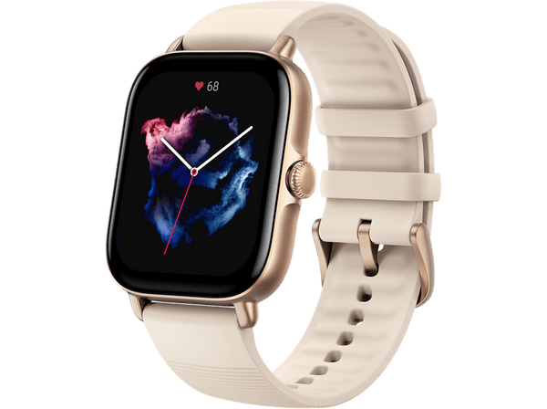 Smartwatch - ‎Amazfit GTS 3, 1.75" UHD AMOLED, 20 mm, 88 - 119 mm, 5 ATM, BT 5.1, 12 días, Blanco Marfil