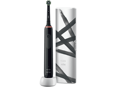 Cepillo eléctrico - Oral-B Pro 3 3500, Con 1 Estuche De Viaje Y 1 Cabezal, Diseñado Por Braun, Negro