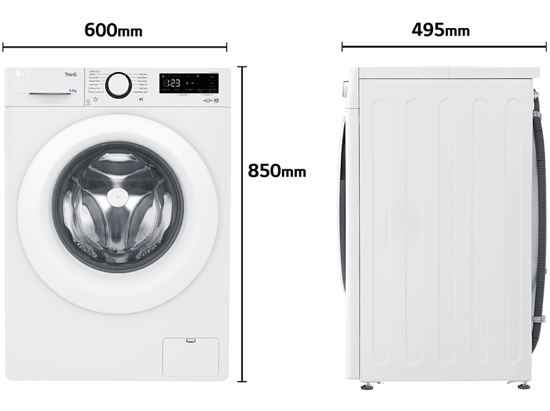Lavadora carga frontal - LG F2WV3058S3W, AI Direct Drive™ con Vapor, 8.5 kg, 1200 rpm, 12 programas, Blanco