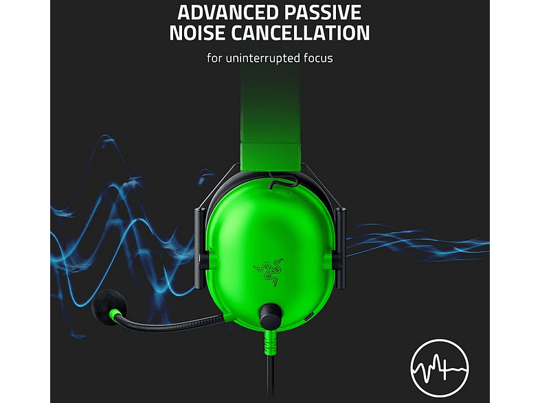 Auriculares gaming - Razer BlackShark V2 X, De diadema, Con cable, Jack 3.5 mm, Sonido 7.1, Micrófono, Verde