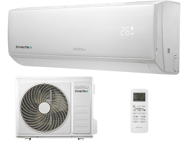 Aire acondicionado - Daitsu ECO DS-9-KDR2, Split 1x1, Inverter, 2235 fg/h, 2149 kcal/h, Blanco