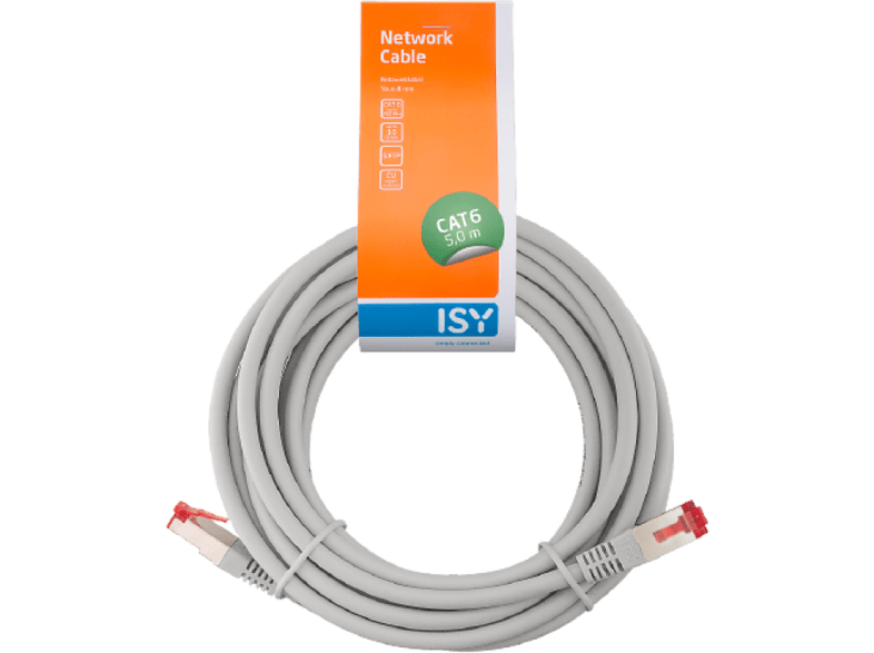 Cable de red - ISY IPC-6050-1, Cat-6, 10 Gbit / s, 250 MHz, 5 m, Blanco