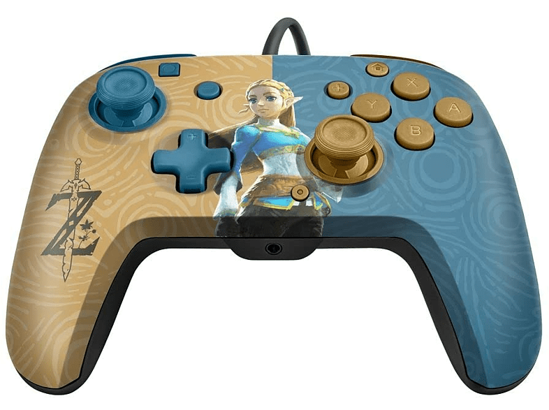 Mando - PDP  Faceoff Deluxe Audio Wired Zelda Breath, Para Nintendo Switch, Con Cable, Marrón y Azul