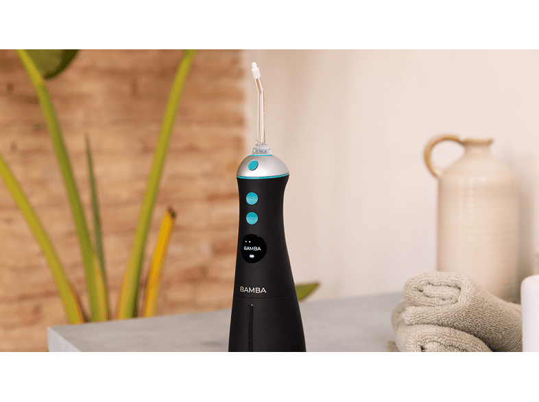 Irrigador - Cecotec Bamba ToothCare 1100 Jet Liberty, 6 Boquillas, 8 Ajustes de presión, 10-115 psi, Negro