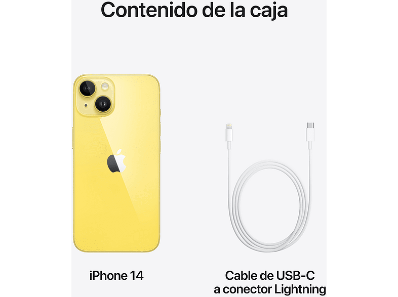 APPLE iPhone 14, Amarillo, 128 GB, 5G, 6.1 OLED Super Retina XDR, Chip A15 Bionic, iOS