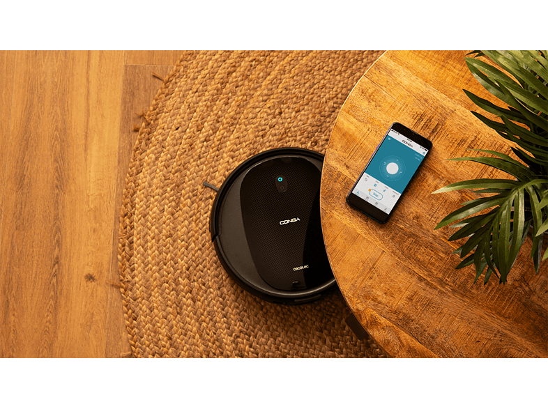 Robot friegasuelos - Cecotec Conga Perfect & Clean Connected Vital, 4 en 1, 2100 Pa, 10 Programas, Cepillo para Mascotas, 160 min, Wi-Fi y App, Negro