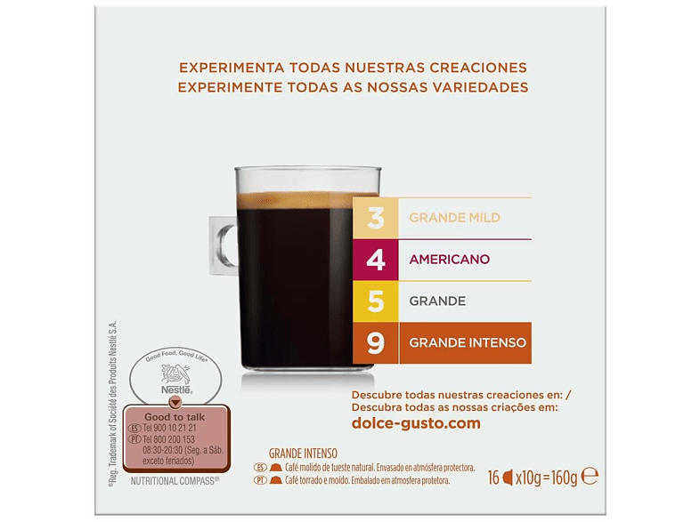 Cápsulas monodosis - Nescafé Dolce Gusto Grande Intenso Premium, 16 cápsulas