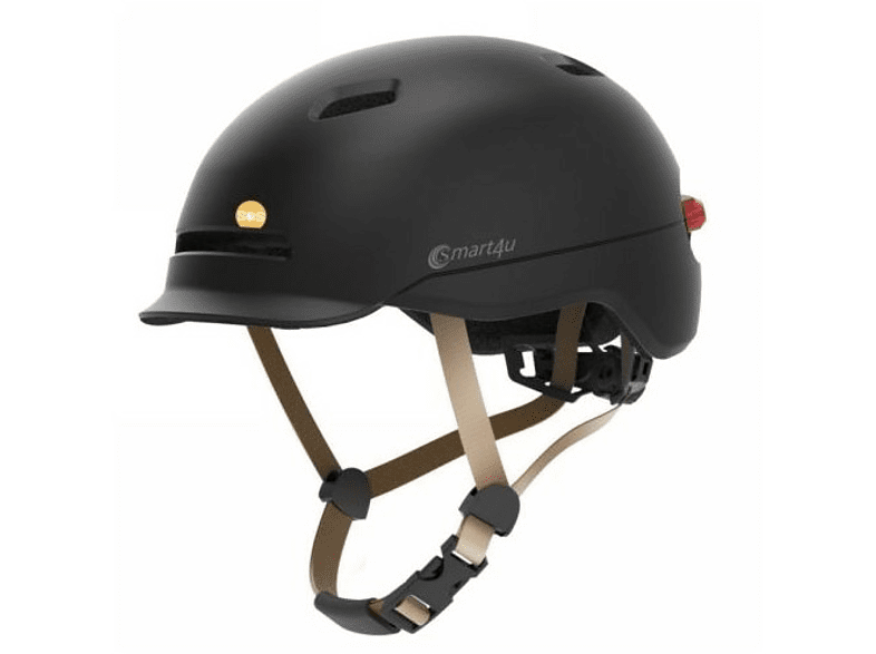 Casco - NK Smart4U Livall, Con luz trasera, Talla L, 57 - 61cm, Negro