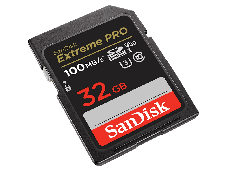 Tarjeta SDHC - SanDisk Extreme PRO, 32 GB, Hasta 100 MB/s lectura, U3, V30, Clase 10, Vídeo 4K UHD, Negro