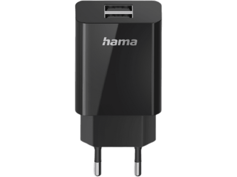 Cargador - Hama Essential Line, USB, Doble, 5 V / 10,5 W, Negro