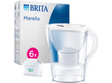 Jarra filtrante - Brita Marella + 6 filtros Maxtra PRO All-in-1, 2.4 l,  Blanco