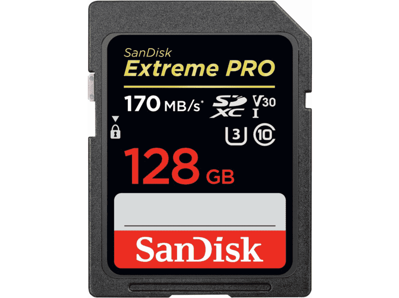 Tarjeta de Memoria - SanDisk Extreme Pro, SDXC de 128 GB, 4k, hasta 170 MB/s, Class 10, U3 y V30