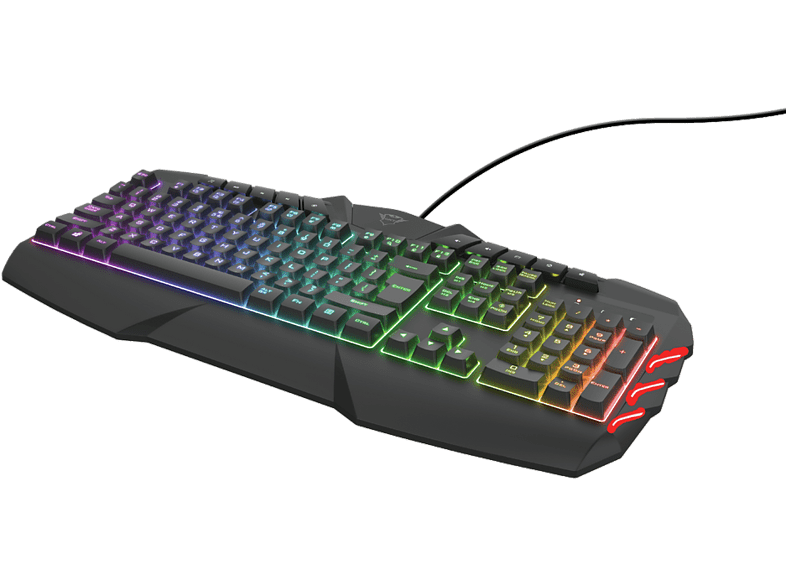 Teclado gaming - Trust GXT 881 ODYSS, USB, Iluminación LED, Anti-ghosting, 12 teclas multimedia, Negro