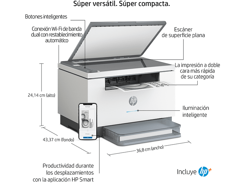 Impresora multifunción - HP LaserJet M234dwe, 29 ppm, Wi-Fi ™, 6 meses de impresión Instant Ink con HP+
