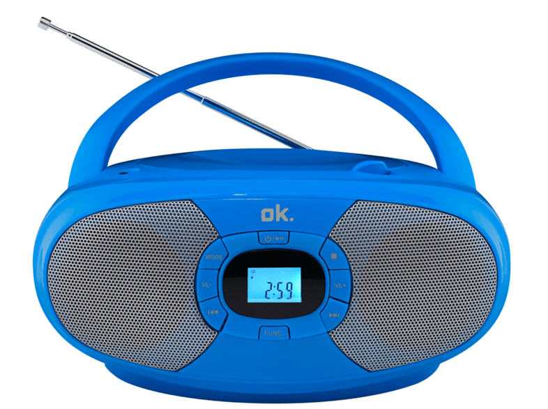 Reproductor CD - Ok ORC 131-BL, FM, 60 W, Sintonizador digital, Azul