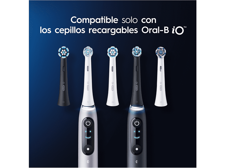 Recambio para cepillo dental - Oral-B iO Ultimate Clean, Pack De 6 Unidades, Blanco